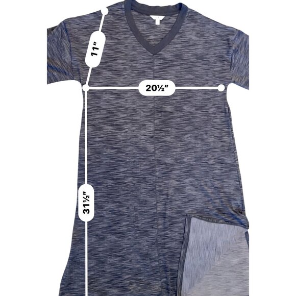 Secret Treasures Nightgown Lounge Dress Gray V-Neck 3/4 Sleeve Midi Split XL - Picture 2 of 6